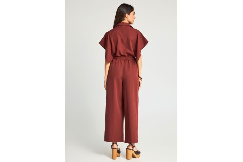 Funky Buddha Κοντομάνικη Ολόσωμη Φόρμα Γυναικεία (FBL013-113-12-HENNA-BROWN)