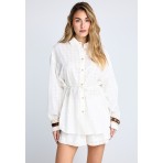 Funky Buddha Γυναικείο Μακρυμάνικο Πουκάμισο Λευκό