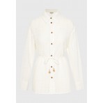 Funky Buddha Γυναικείο Μακρυμάνικο Πουκάμισο Λευκό