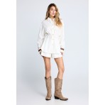 Funky Buddha Γυναικείο Μακρυμάνικο Πουκάμισο Λευκό