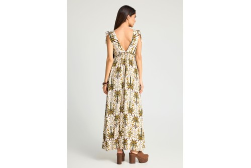 Funky Buddha Φόρεμα Maxi Γυναικείο (FBL013-114-13-OLIVE)