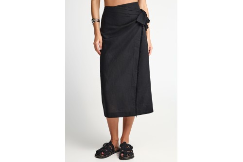 Funky Buddha Φούστα Μidi Γυναικεία (FBL013-114-14-BLACK)