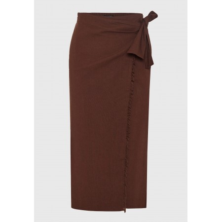 Funky Buddha Γυναικεία Φούστα Μidi Καφέ