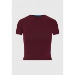 Funky Buddha Γυναικείο Κοντομάνικο T-Shirt Μπορντό