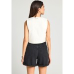 Funky Buddha Γυναικείο Γιλέκο Λευκό, Μαύρο