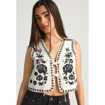 Funky Buddha Γυναικείο Γιλέκο Λευκό, Μαύρο