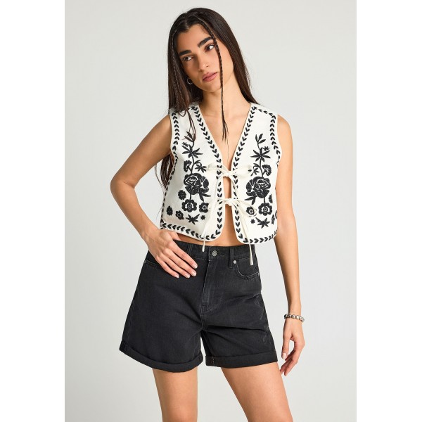 Funky Buddha Γιλέκο Γυναικείο (FBL013-116-01-OFF-WHITE)
