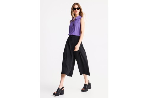 Funky Buddha Culotte With Pleats Παντελόνι Casual Γυναικείο (FBL013-116-02-BLACK)