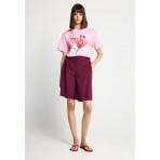 Funky Buddha Linen Blend Γυναικεία Βερμούδα Μπορντό