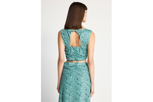 Funky Buddha Floral Crop Top Αμάνικο Γυναικείο (FBL013-117-17-GREEN-LAKE)