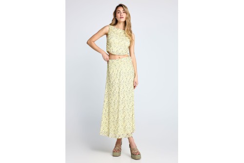 Funky Buddha Floral Crop Top Αμάνικο Γυναικείο (FBL013-117-17-LEMONADE)