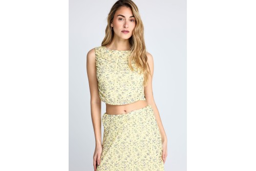 Funky Buddha Floral Crop Top Αμάνικο Γυναικείο (FBL013-117-17-LEMONADE)