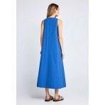 Funky Buddha Γυναικείο Φόρεμα Maxi Μπλε