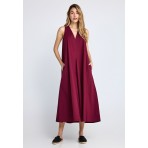 Funky Buddha Γυναικείο Φόρεμα Maxi Μπορντό