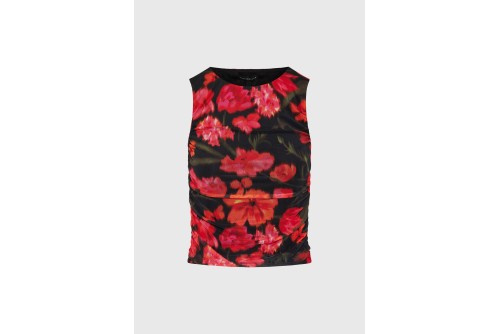 Funky Buddha Floral Crop Top Αμάνικο Γυναικείο (FBL013-118-17-BLACK)