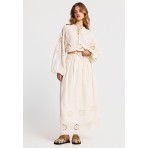 Funky Buddha Γυναικεία Φούστα Midi Εκρού