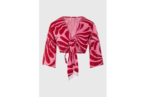 Funky Buddha Wrap Crop Top Κοντομάνικο Γυναικείο (FBL013-119-17-CASHMERE-ROSE)