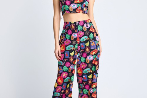 Funky Buddha Cropped Παντελόνι Chino Γυναικείο (FBL013-120-02-MULTI)