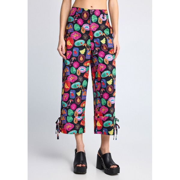 Funky Buddha Cropped Παντελόνι Chino Γυναικείο (FBL013-120-02-MULTI)