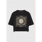 Funky Buddha Loose Fit With Graphic Print Γυναικείο Κοντομάνικο T-Shirt Μαύρο