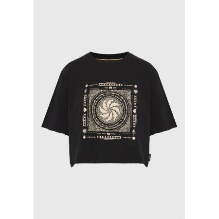 Funky Buddha Loose Fit With Graphic Print Γυναικείο Κοντομάνικο T-Shirt Μαύρο