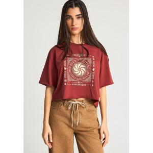 Funky Buddha Loose Fit With Graphic Print T-Shirt Γυναικείο (FBL013-120-04-HENNA-BROWN)