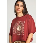 Funky Buddha Loose Fit With Graphic Print Γυναικείο Κοντομάνικο T-Shirt Κεραμιδί