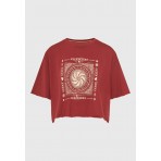 Funky Buddha Loose Fit With Graphic Print Γυναικείο Κοντομάνικο T-Shirt Κεραμιδί