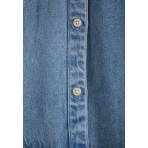 Funky Buddha Γυναικεία Κοντομάνικο Πουκάμισο Τζιν Μπλε