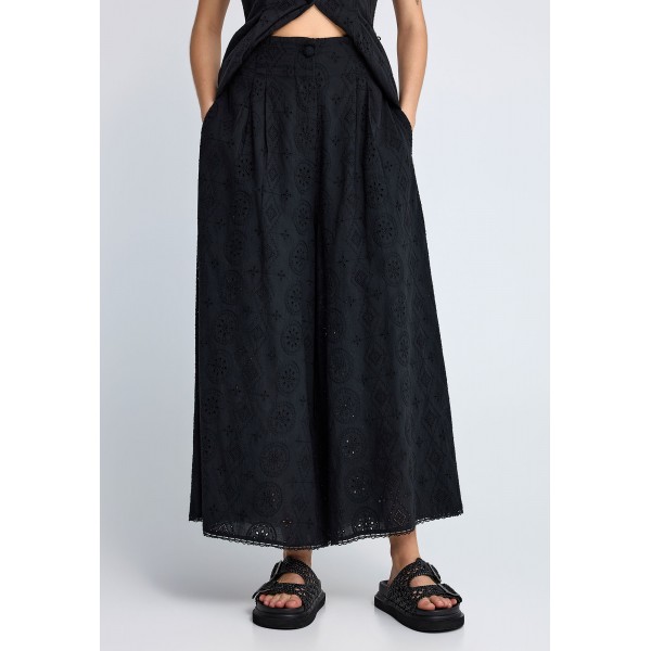 Funky Buddha Relaxed Fit Pallazo Παντελόνα Γυναικεία (FBL013-121-02-BLACK)