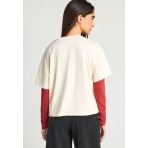 Funky Buddha Graphic Print Γυναικείο Κοντομάνικο T-Shirt Μπεζ, Διάφορα Χρώματα