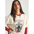 Funky Buddha Graphic Print Γυναικείο Κοντομάνικο T-Shirt Μπεζ, Διάφορα Χρώματα