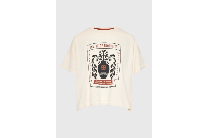 Funky Buddha Graphic Print Γυναικείο Κοντομάνικο T-Shirt Μπεζ, Διάφορα Χρώματα