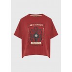 Funky Buddha Graphic Print Γυναικείο Κοντομάνικο T-Shirt Κεραμιδί