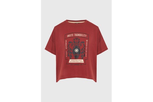 Funky Buddha Graphic Print T-Shirt Γυναικείο (FBL013-121-04-HENNA-BROWN)