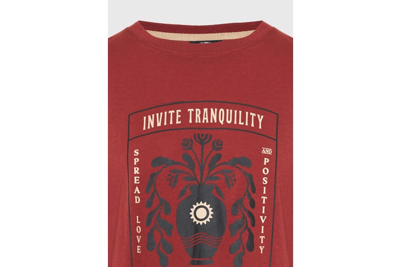 Funky Buddha Graphic Print Γυναικείο Κοντομάνικο T-Shirt Κεραμιδί
