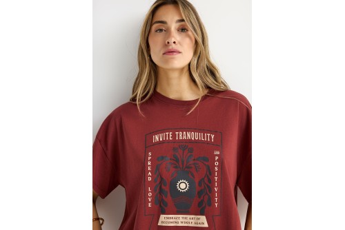 Funky Buddha Graphic Print T-Shirt Γυναικείο (FBL013-121-04-HENNA-BROWN)