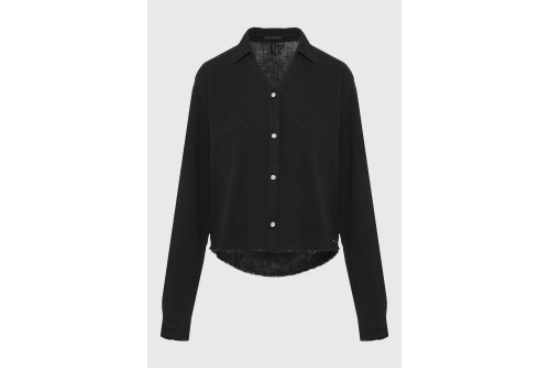Funky Buddha Cotton Πουκάμισο Μακρυμάνικο Γυναικείο (FBL013-121-05-BLACK)