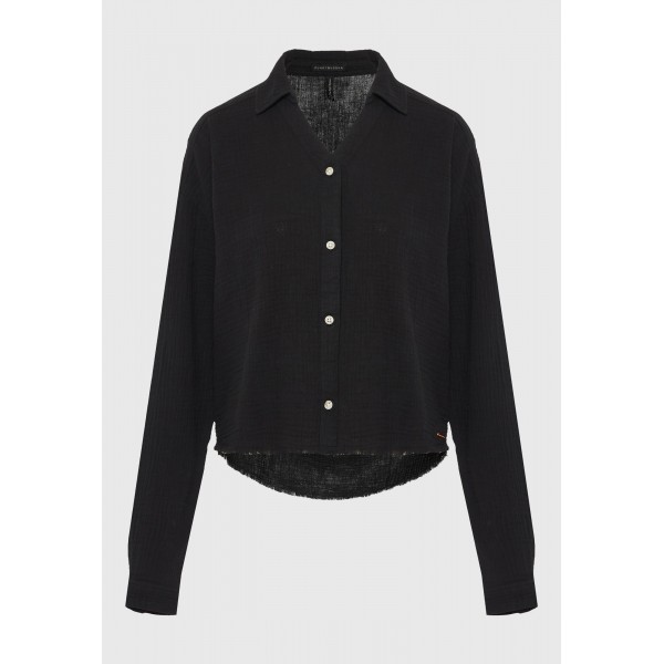 Funky Buddha Cotton Πουκάμισο Μακρυμάνικο Γυναικείο (FBL013-121-05-BLACK)