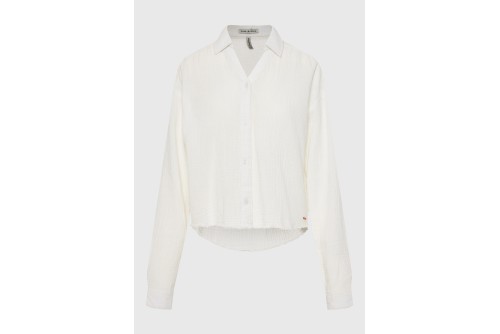 Funky Buddha Cotton Πουκάμισο Μακρυμάνικο Γυναικείο (FBL013-121-05-OFF-WHITE)