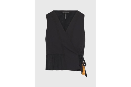Funky Buddha Κρουαζέ Μπλούζα Αμάνικη Γυναικεία (FBL013-121-17-BLACK)