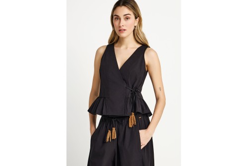 Funky Buddha Κρουαζέ Μπλούζα Αμάνικη Γυναικεία (FBL013-121-17-BLACK)