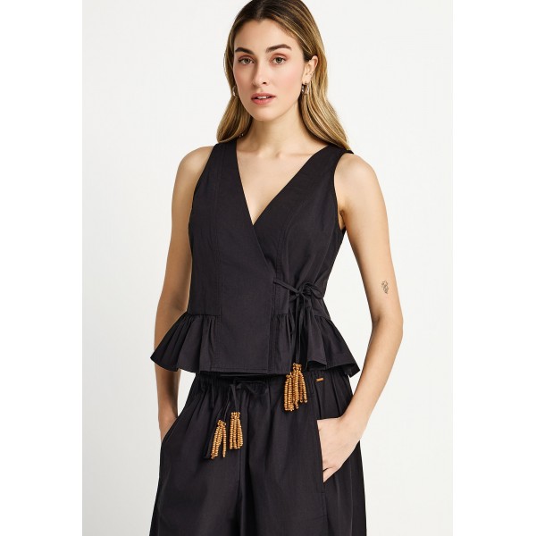 Funky Buddha Κρουαζέ Τοπ Με Βολάν Γυναικείο (FBL013-121-17-BLACK)