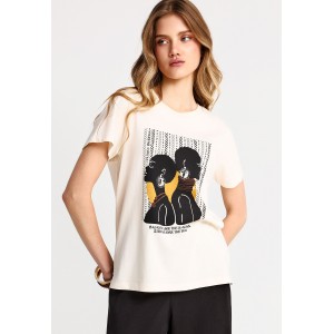 Funky Buddha Graphic Print T-Shirt Γυναικείο (FBL013-122-04-CHALK)