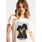 Funky Buddha Graphic Print Γυναικείο Κοντομάνικο T-Shirt Εκρού