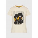 Funky Buddha Graphic Print Γυναικείο Κοντομάνικο T-Shirt Εκρού