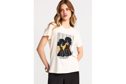 Funky Buddha Graphic Print T-Shirt Γυναικείο (FBL013-122-04-CHALK)