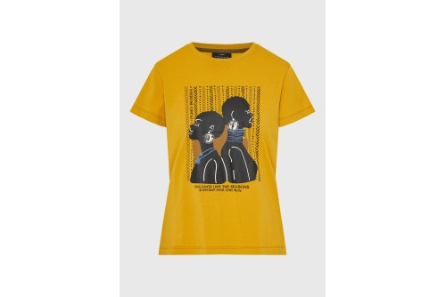 Funky Buddha Graphic Print T-Shirt Γυναικείο (FBL013-122-04-CURRY-POWDER)