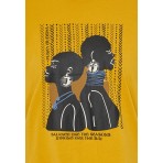 Funky Buddha Graphic Print Γυναικείο Κοντομάνικο T-Shirt Μουσταρδί