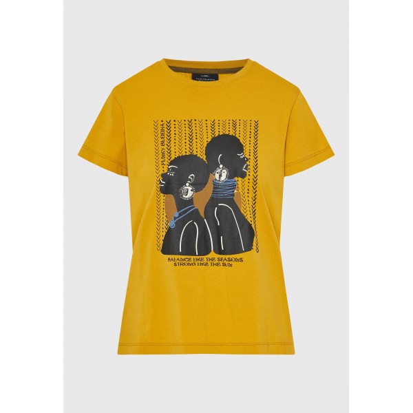 Funky Buddha Graphic Print T-Shirt Γυναικείο (FBL013-122-04-CURRY-POWDER)